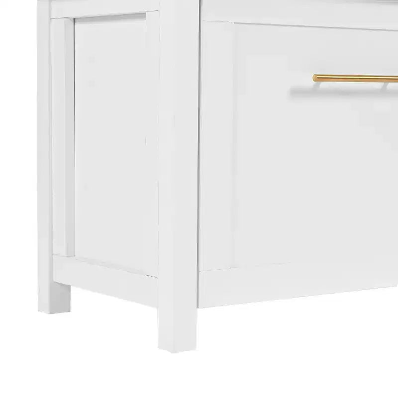 Porte-manteau polyvalent Whisen 4-en-1 avec 6 crochets dorés, banc imitation bois avec multiples espaces de rangement