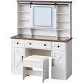 AMERLIFE 47.2 W Farmhouse Makeup Vanity Desk with Sliding Mirror, Antique White