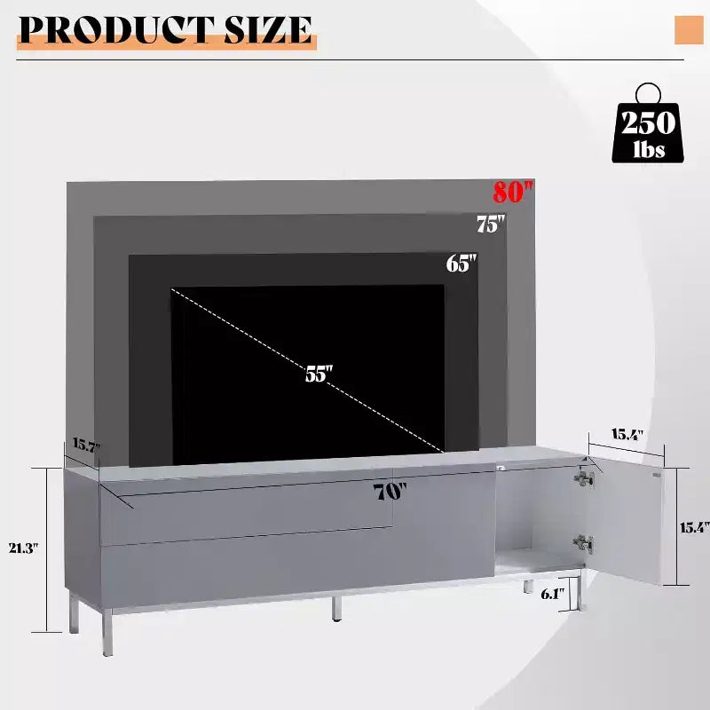 Meuble TV AMERLIFE 70 LED pour téléviseurs jusqu'à 80