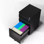3-Drawer Mobile File Cabinet for Home Office Under Desk Storage with Locking Keys for Legal/Letter/A4 Files