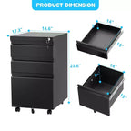 Classeur mobile à 3 tiroirs pour bureau à domicile, rangement sous le bureau avec clés de verrouillage pour dossiers légaux/lettres/A4