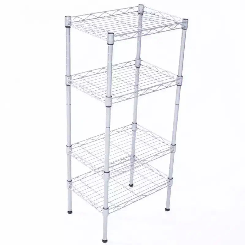 Étagère de rangement à 4 niveaux en métal acier Karl Home, couleur argent