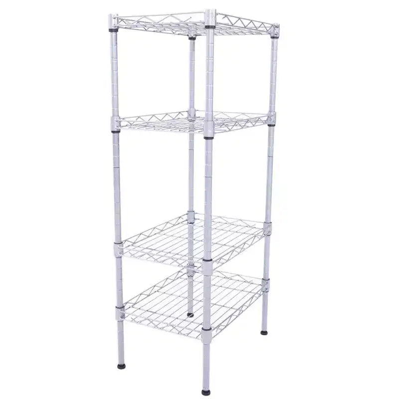 Étagère de rangement à 4 niveaux en métal acier Karl Home, couleur argent