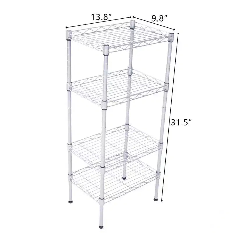 Étagère de rangement à 4 niveaux en métal acier Karl Home, couleur argent