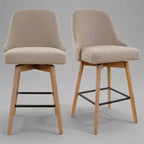 Tabouret de bar pivotant et rembourré confortable Art Leon à hauteur de comptoir avec structure en bois massif
