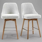Tabouret de bar pivotant et rembourré confortable Art Leon à hauteur de comptoir avec structure en bois massif