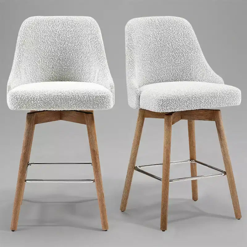 Tabouret de bar pivotant et rembourré confortable Art Leon à hauteur de comptoir avec structure en bois massif