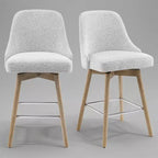 Tabouret de bar pivotant et rembourré confortable Art Leon à hauteur de comptoir avec structure en bois massif