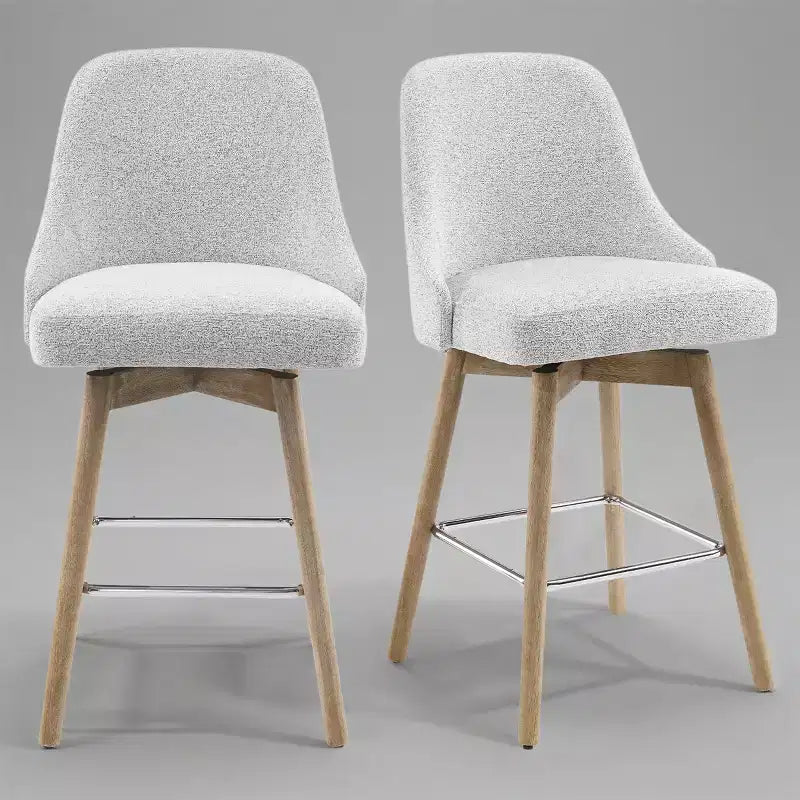 Tabouret de bar pivotant et rembourré confortable Art Leon à hauteur de comptoir avec structure en bois massif