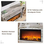 Meuble TV de cheminée SinCiDo 52, meuble TV avec cheminée, meuble de rangement escamotable, télécommande, flamme 3D réaliste réglable