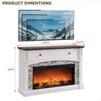 Meuble TV de cheminée SinCiDo 52, meuble TV avec cheminée, meuble de rangement escamotable, télécommande, flamme 3D réaliste réglable