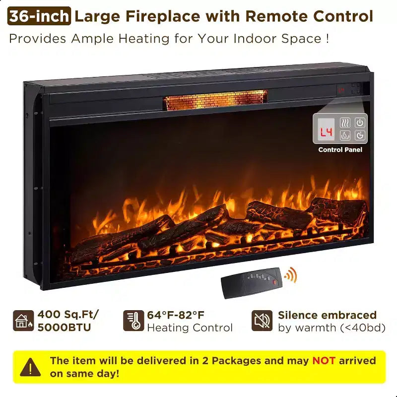 Meuble TV de cheminée SinCiDo 52, meuble TV avec cheminée, meuble de rangement escamotable, télécommande, flamme 3D réaliste réglable
