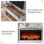 Meuble TV de cheminée SinCiDo 52, meuble TV avec cheminée, meuble de rangement escamotable, télécommande, flamme 3D réaliste réglable