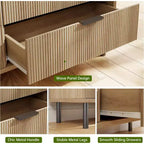 Commode cannelée à 6 tiroirs, commode de rangement moderne en bois à deux tiroirs avec pieds et poignées en métal, design anti-basculement, chambre, salon, couloir