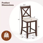 Tabourets de bar Costway en bois d'hévéa, lot de 2/4, avec repose-pieds et coussin en lin confortable