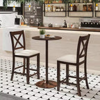 Tabourets de bar Costway en bois d'hévéa, lot de 2/4, avec repose-pieds et coussin en lin confortable