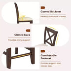 Tabourets de bar Costway en bois d'hévéa, lot de 2/4, avec repose-pieds et coussin en lin confortable