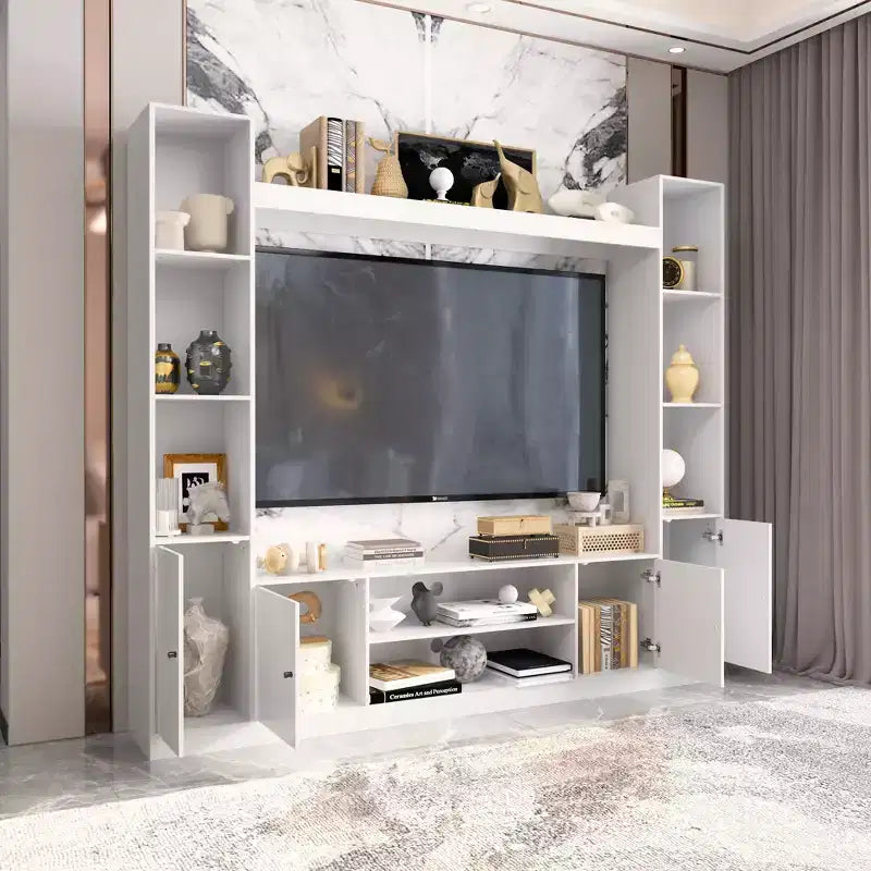 Meuble TV de divertissement moderne et minimaliste Famapy : Design moderne avec console multimédia à grand rangement, étagère TV flottante