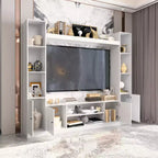 Meuble TV de divertissement moderne et minimaliste Famapy : Design moderne avec console multimédia à grand rangement, étagère TV flottante