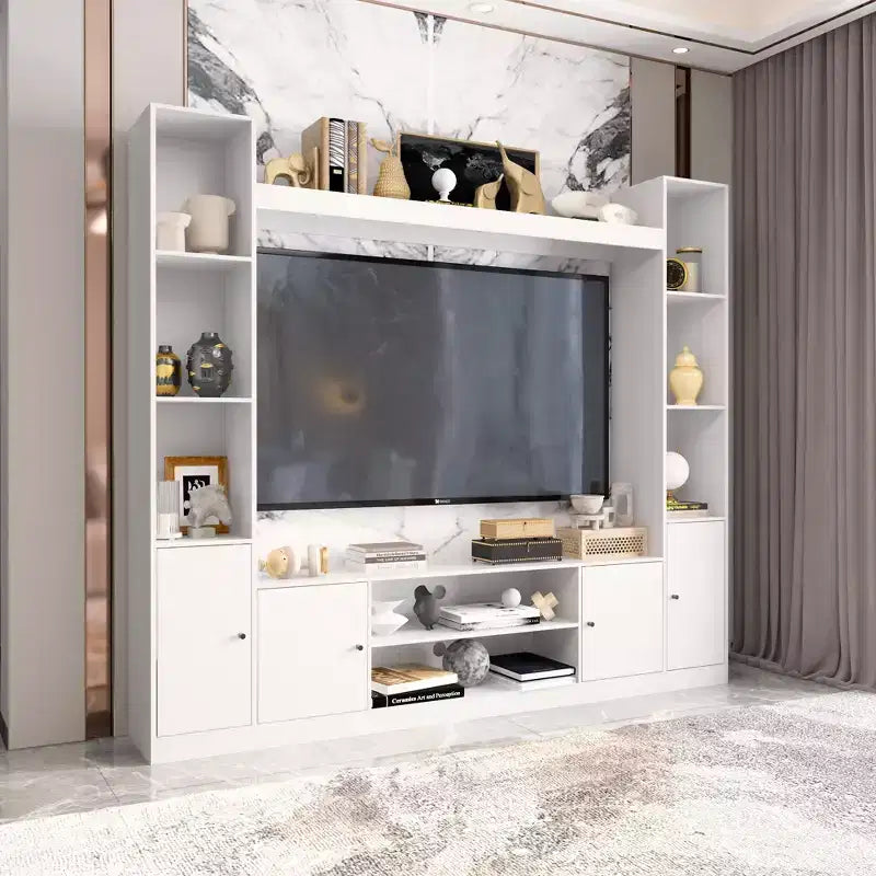 Meuble TV de divertissement moderne et minimaliste Famapy : Design moderne avec console multimédia à grand rangement, étagère TV flottante