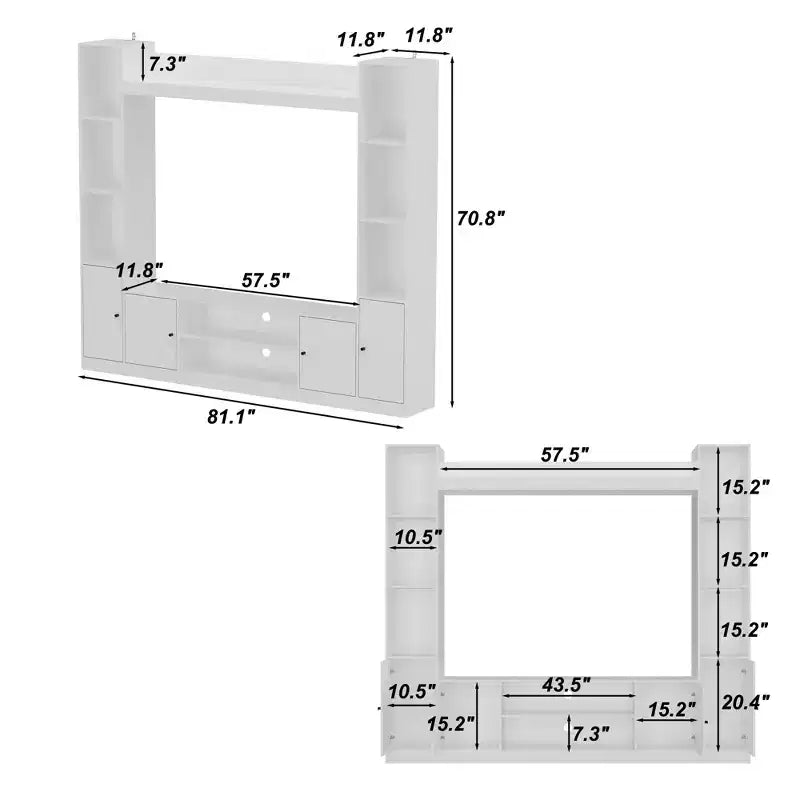 Meuble TV de divertissement moderne et minimaliste Famapy : Design moderne avec console multimédia à grand rangement, étagère TV flottante