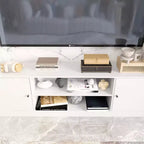 Meuble TV de divertissement moderne et minimaliste Famapy : Design moderne avec console multimédia à grand rangement, étagère TV flottante