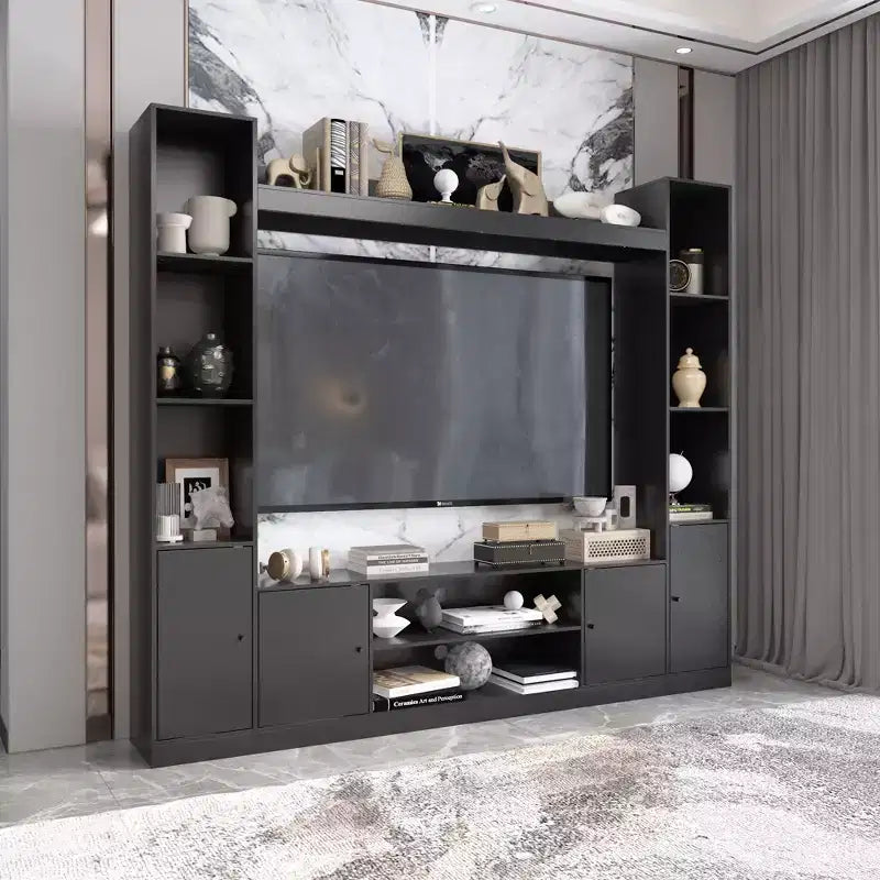 Meuble TV de divertissement moderne et minimaliste Famapy : Design moderne avec console multimédia à grand rangement, étagère TV flottante