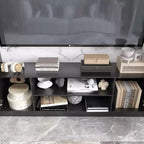 Meuble TV de divertissement moderne et minimaliste Famapy : Design moderne avec console multimédia à grand rangement, étagère TV flottante