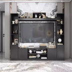 Meuble TV de divertissement moderne et minimaliste Famapy : Design moderne avec console multimédia à grand rangement, étagère TV flottante