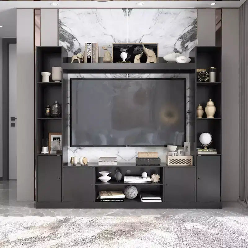 Meuble TV de divertissement moderne et minimaliste Famapy : Design moderne avec console multimédia à grand rangement, étagère TV flottante