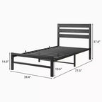 CLIHOME Cadre de lit plateforme noir avec tête de lit rustique en bois vintage, aucun sommier tapissier requis