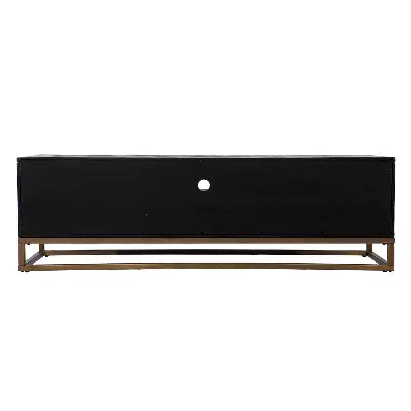 Meuble TV/multimédia en bois de récupération Dessingham – Noir – SEI