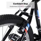 BAMCBASE 24 26 Vélo de montagne, cadre en acier à haute teneur en carbone 18 vitesses, VTT de sport pour adulte