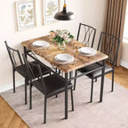 Ensemble Table et Chaises de Salle à Manger pour 4 Personnes, Table à Manger Rectangulaire avec 4 Chaises Rembourrées pour Petits Espaces, Appartement, Petit Déjeuner
