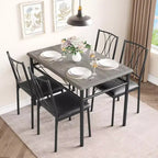 Ensemble Table et Chaises de Salle à Manger pour 4 Personnes, Table à Manger Rectangulaire avec 4 Chaises Rembourrées pour Petits Espaces, Appartement, Petit Déjeuner