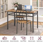 Ensemble Table et Chaises de Salle à Manger pour 4 Personnes, Table à Manger Rectangulaire avec 4 Chaises Rembourrées pour Petits Espaces, Appartement, Petit Déjeuner