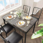 Ensemble Table et Chaises de Salle à Manger pour 4 Personnes, Table à Manger Rectangulaire avec 4 Chaises Rembourrées pour Petits Espaces, Appartement, Petit Déjeuner