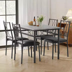 Ensemble Table et Chaises de Salle à Manger pour 4 Personnes, Table à Manger Rectangulaire avec 4 Chaises Rembourrées pour Petits Espaces, Appartement, Petit Déjeuner