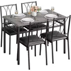 Dining Table Set for 4, Dining Room Table Set with 4 Upholstered Chairs, Rectangular Dining Table for Small Space, Apartment, Breakfast