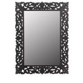 HomeRoots 47 Black Floral Carved Solid Wood Framed Accent Mirror
