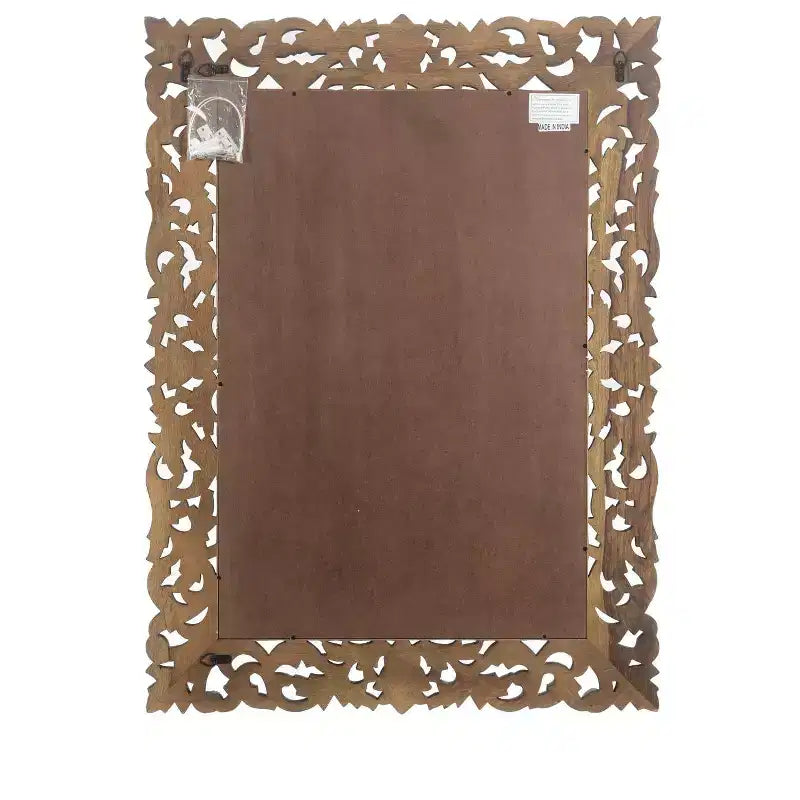 HomeRoots 47 Miroir d'appoint encadré en bois massif sculpté floral noir