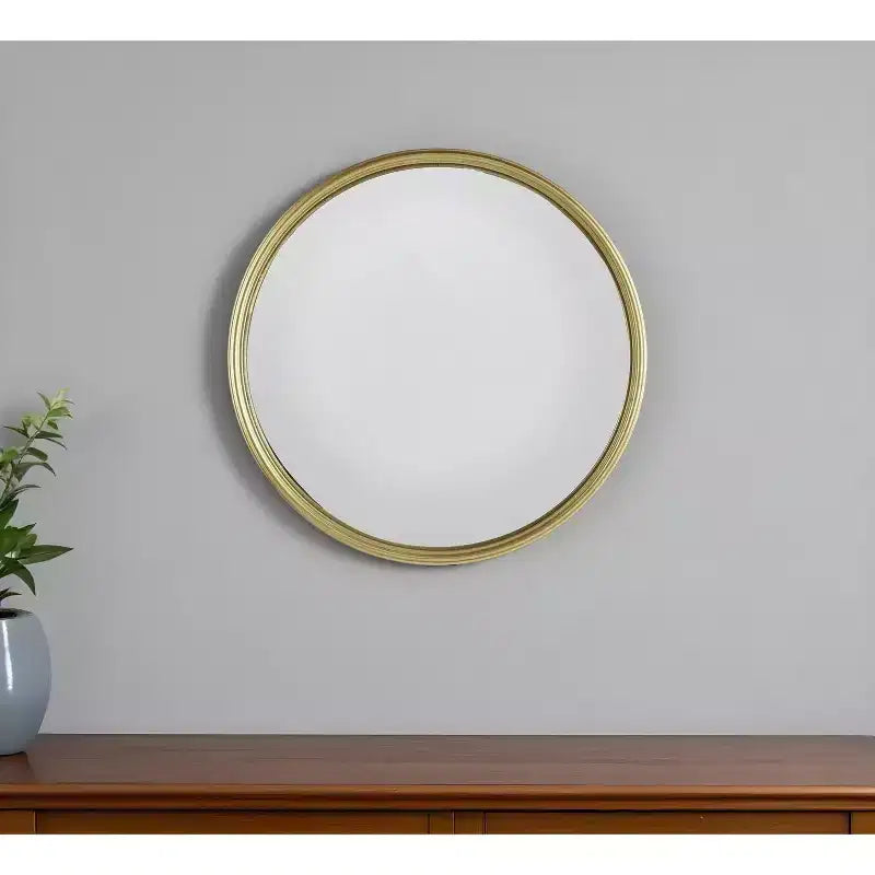 Miroir d'appoint rond texturé en fer doré encadré HomeRoots 15