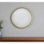 Miroir d'appoint rond texturé en fer doré encadré HomeRoots 15