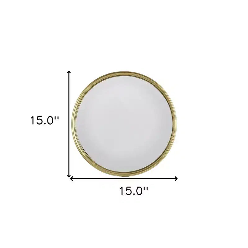 Miroir d'appoint rond texturé en fer doré encadré HomeRoots 15