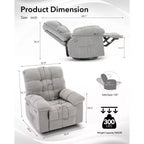 Fauteuil inclinable à bascule, fauteuil à bascule pivotant à 360° pour le salon, fauteuil de crèche rembourré en tissu avec poches latérales pour les petits espaces
