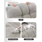 Fauteuil inclinable à bascule, fauteuil à bascule pivotant à 360° pour le salon, fauteuil de crèche rembourré en tissu avec poches latérales pour les petits espaces