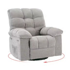 Fauteuil inclinable à bascule, fauteuil à bascule pivotant à 360° pour le salon, fauteuil de crèche rembourré en tissu avec poches latérales pour les petits espaces