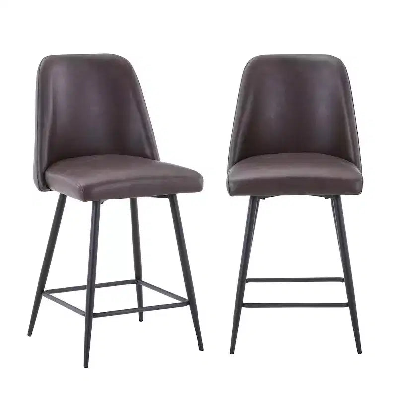 Jofran, tabouret de bar à hauteur de comptoir en similicuir d'inspiration milieu de siècle (ensemble de 2)