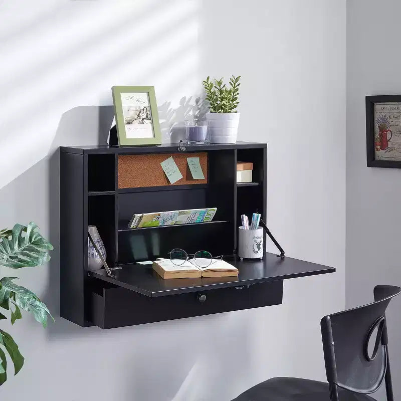 Bureau mural pour ordinateur portable - Noir - SEI