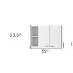 HomeRoots Armoire murale décorative à quatre portes en bois blanc de 59 po